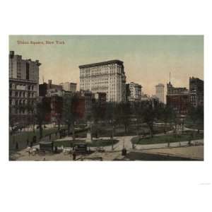 New York, NY   Union Square View, Horse Carts Giclee Poster Print 