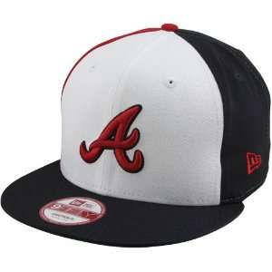   Atlanta Braves Tri Block 9FIFTY Snapback Hat   White/Navy Blue/Red