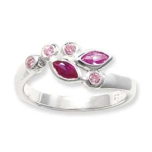  Esse Collection Silver Multi Pink CZ Ring Size 7 Jewelry
