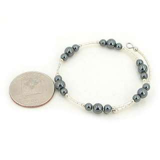 Liquid Sterling Silver Hematite Memory Wire Bracelet  