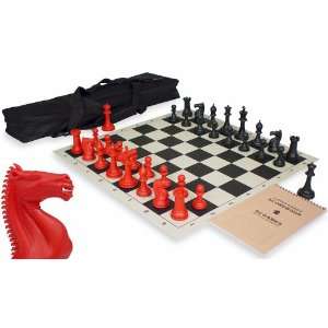  Crown Tournament Chess Kit in Red & Ivory Red Toys 
