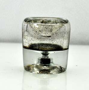Antique Glass Funnel Type Inkwell w/Cork & Ground Base  