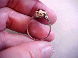 Antique 14k White Gold Filigree Ring Size 7 Needs One Gem Set NR 