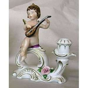  Authentic German Porcelain Candle Holder Candlestick Angel 