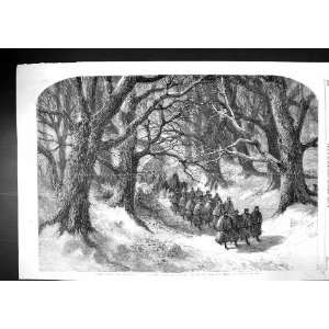  1860 Night March Christmas Rifle Volunteers Soldiers Trees 