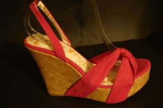 pink women high heel shoes wedge platform strap size 10  