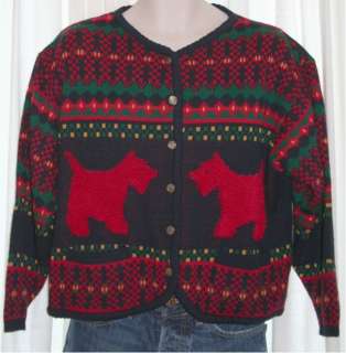 Ugly Christmas Sweater~ Puppy Dogs Terriers L :)  