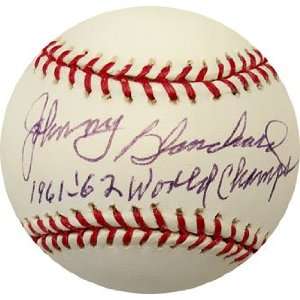  Autographed Johnny Blanchard Baseball   with 1961, 62 