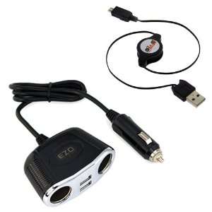 Splitter Power Charger Adapter with 2 USB Charging Port + Micro USB 