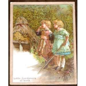  Two Girl Gardeners with Watering Can   Victorian Trade 