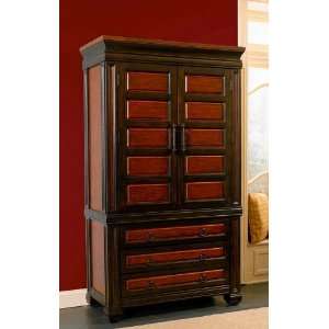    TV Armoire with Carved Posts in Two Tone Finish