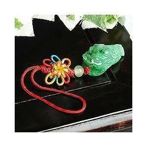  Three legged Snake and Chinese Coin with Red Macrame (Jade B) (2507