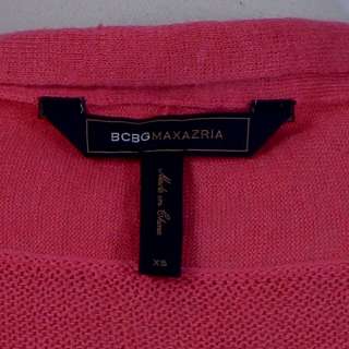 BCBG Max Azria Pink Off Shoulder Drawstring Neck Lt Cardigan Sweater 