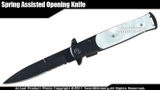 Stiletto Style Assisted Opening Folding Knife Pearl  