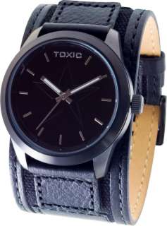 Mens Black Wide Leather Cuff Watch Toxic TXL 30040 I E  
