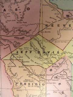 Western Half of Texas 1899 Cram folio antique map original  