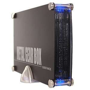 Metal Gear Box 3.5 USB2.0/SATA HDD Case w/Blue LEDs (Black)