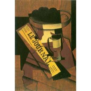  Fruit bowl glass and newspaper by Juan Gris canvas art 