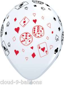 12 Helium Cards & Dice Balloons Casino Poker Party  