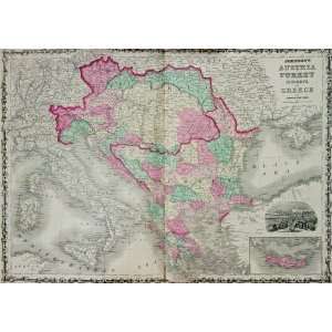   Map of Austria Greece and Turkey in Europe (1863): Office Products