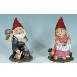  Mr + Mrs Garden Gnome Statue Pair: Patio, Lawn & Garden