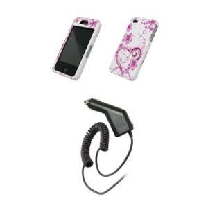 Apple iPhone 4   Premium Pink and White Love Heart Flowers Design Snap 
