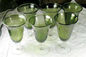 Artland SIX Green Bubble Footed 18 oz Iced Tea Goblets  