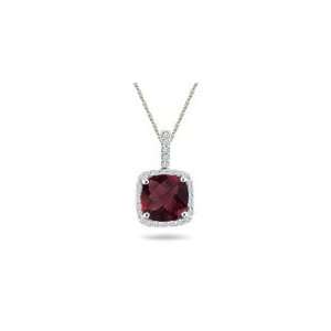  0.27 Cts Diamond & 3.73 Cts Garnet Pendant in 14K White 