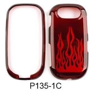  Pantech Ease P2020 Transparent Red Flame Hard Case/Cover 