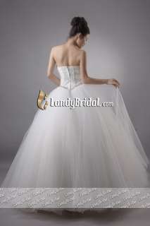 New stunning strapless Tulle Satin Wedding Dress Ball Bridal Gown Size 