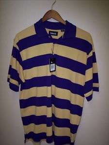 Ashworth Mens Golf Shirt size Small Purple/Gold New  