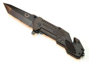 Heavy Duty Spring Assisted Folding Knife Black Pocket Knife Belt 