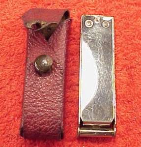 Vintage Midget 1913 Metal Expandable Coathanger Leather Pouch 3 Inch 