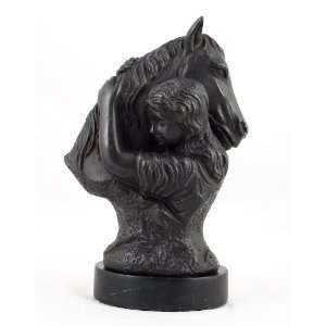  Solid Genuine Bronze Girl And Pony Statue Figure: Home 