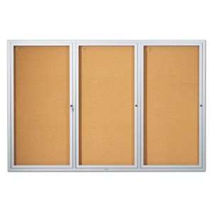  Three Door Enclosed Aluminum Bulletin Board: Office Products