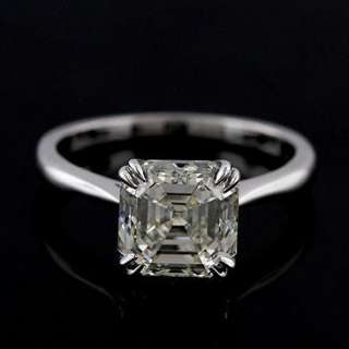 Platinum Solitaire Asscher Cut Diamond Engagement Ring Mounting  