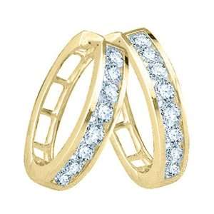    14K Yellow Gold 1/4 ct. Diamond Hoop Earrings: Katarina: Jewelry