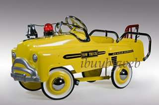 Our tow trucks comes in Yellow with black graphics or Red with white 