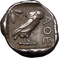 ATTICA, ATHENS, c.454 B.C.,Silver Tetradrachm.Goddess Athena/Owl 