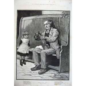   1886 Rainey Fine Art Little Girl Old Man Violin Music: Home & Kitchen