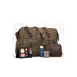 Lancome Makeup by Lancome, Brown/Beige Handbag with Cosmetic case 