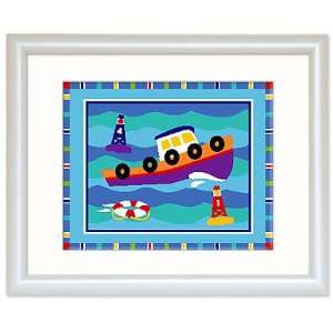   Framed Kids Wall Art w Tug Boat Design   Boats & Buoys