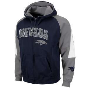 Nevada Wolf Pack Navy Blue Gray Playmaker Full Zip Hoodie Sweatshirt 