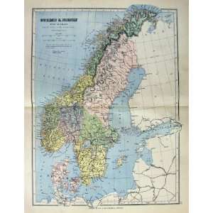   : 1885 Map Sweden Norway Denmark Gothland Copenhagen: Home & Kitchen