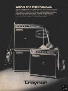 TRAYNOR AMP PINUP AD vtg 80s electric guitar & bass  