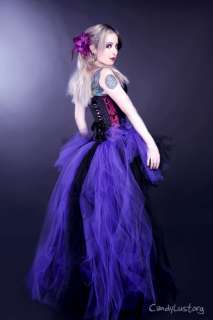 Purple Black Prom Trashy Formal Bustle Goth Tulle Skirt  