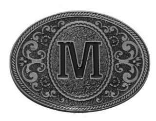  Western Monogram Initial Letter M Belt Buckle Cowboy Clothing