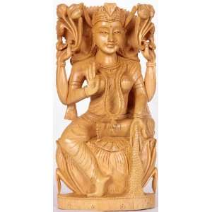  Goddess Lakshmi   Kadamba Wood Sculpture from Jaipur