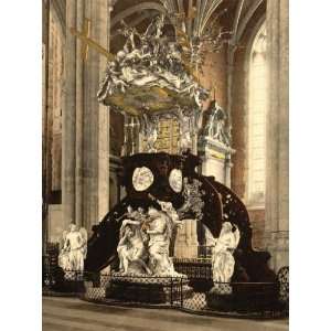 Vintage Travel Poster   St. Bavon Abbey pulpit Ghent Belgium 24 X 18
