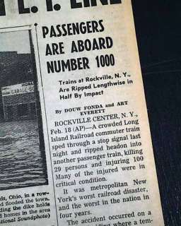 ROCKVILLE CENTRE NY Trains Disaster LIRR 1950 Newspaper  